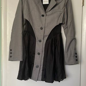 La’Ros Boutique NWT Ruffled Mesh Blazer Dress - Grey / Black